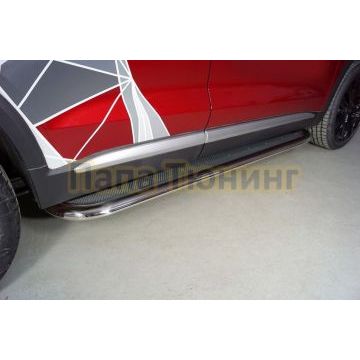 Пороги с площадкой (нерж. лист) 75х42 мм ТСС для Changan CS75 plus 2023- Пороги с площадкой (нерж. лист) 75х42 мм ТСС для Changan CS75 plus 2023-