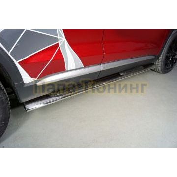 Пороги овальные с накладкой 120х60 мм ТСС для Changan CS75 plus 2023- Пороги овальные с накладкой 120х60 мм ТСС для Changan CS75 plus 2023-