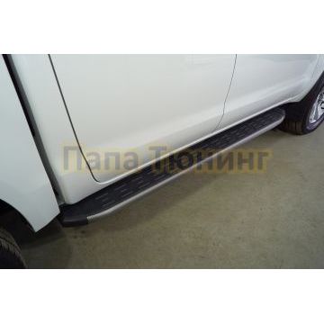 Пороги алюминиевые с пластиковой накладкой (карбон серые) 1920 мм ТСС для Sollers ST6 2023- Пороги алюминиевые с пластиковой накладкой (карбон серые) 1920 мм ТСС для Sollers ST6 2023-