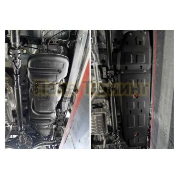 Защита топливного бака + комплект крепежа АвтоБРОНЯ сталь 2 мм для Jac T6 V-2.0 2018- бензин