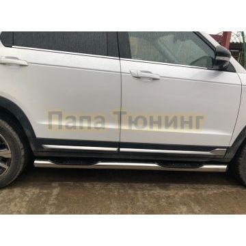 Пороги труба с проступью Папа Тюнинг d76 для CHANGAN CS95 2023-