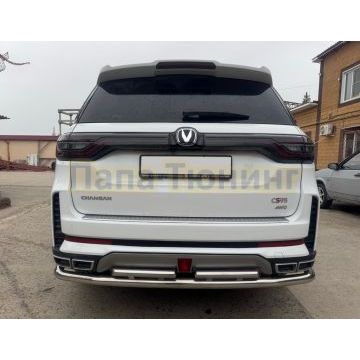 Защита заднего бампера угловая большая двойная Папа Тюнинг d60/42 для CHANGAN CS95 2023-