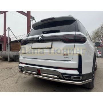 Защита заднего бампера угловая большая двойная Папа Тюнинг d60/42 для CHANGAN CS95 2023-