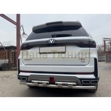Защита заднего бампера  двойная с перемычками Папа Тюнинг d60/42 для CHANGAN CS95 2023-