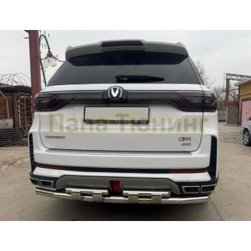 Защита заднего бампера  двойная с перемычками Папа Тюнинг d60/42 для CHANGAN CS95 2023-