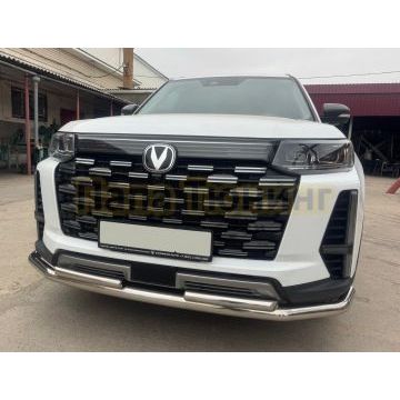 Защита переднего бампера двойная с подгибами Папа Тюнинг d60/42 для CHANGAN CS95 2023-