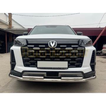 Защита переднего бампера двойная с подгибами Папа Тюнинг d60/42 для CHANGAN CS95 2023-