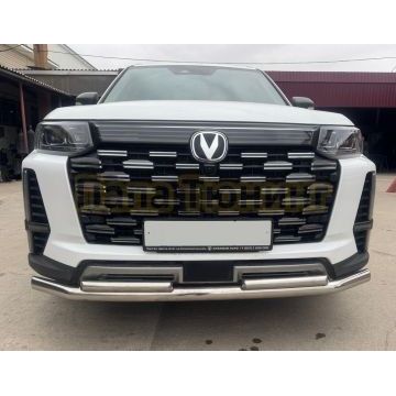 Защита переднего бампера двойная Папа Тюнинг d60/42 для CHANGAN CS95 2023-