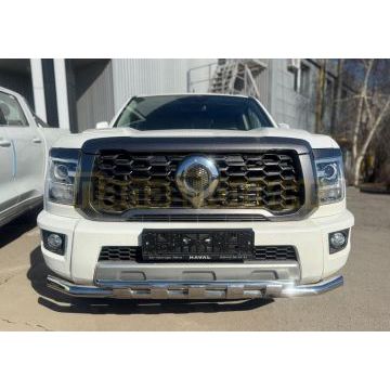 Защита переднего бампера двойная с перемычками Папа Тюнинг d60/42 для Great Wall Poer KingKong 2023-