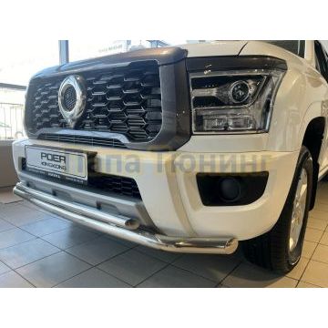 Защита переднего бампера двойная Папа Тюнинг d60/42 для Great Wall Poer KingKong 2023-