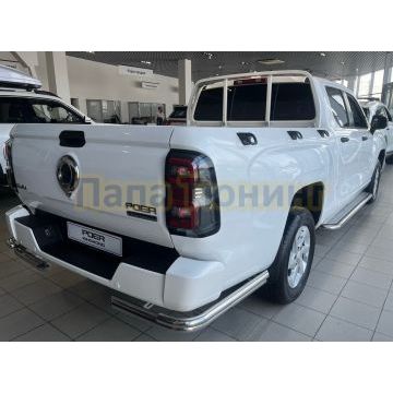 Защита заднего бампера  угловая двойная  Папа Тюнинг d60/42 для Great Wall Poer KingKong 2023-