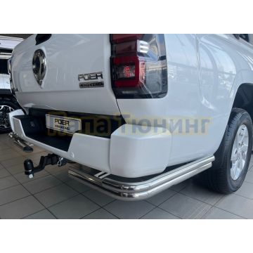 Защита заднего бампера  угловая двойная Папа Тюнинг d60/42 для Great Wall Poer KingKong 2023-