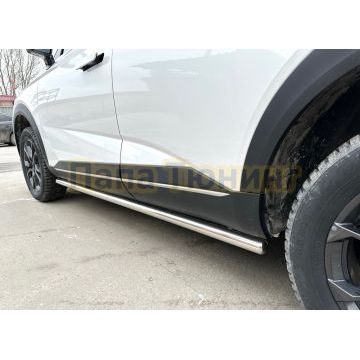 Защита штатного порога  Папа Тюнинг d53 для HAVAL F7 2024-