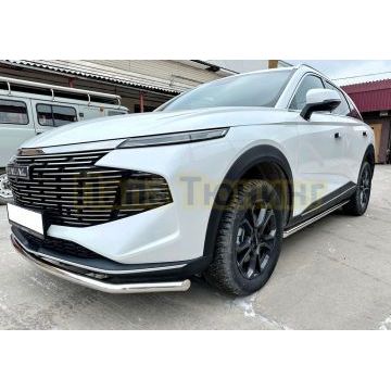 Защита штатного порога  Папа Тюнинг d53 для HAVAL F7 2024-