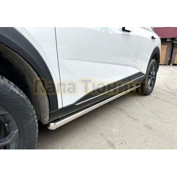 Защита штатного порога  Папа Тюнинг d53 для HAVAL F7 2024-