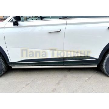 Защита штатного порога  Папа Тюнинг d53 для HAVAL F7 2024-