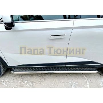 Пороги с накладным листом Папа Тюнинг d53 для HAVAL F7 2024-