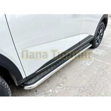 Пороги с накладным листом Папа Тюнинг d53 для HAVAL F7 2024-