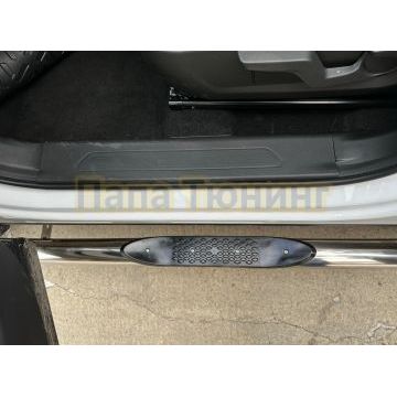 Пороги труба с проступью Папа Тюнинг d76 для HAVAL F7 2024-