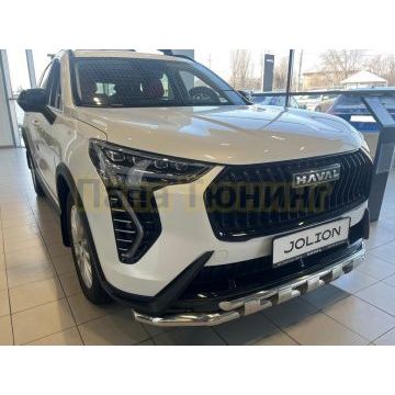 Защита переднего бампера двойная с перемычками Папа Тюнинг d60/42 для Haval Jolion 2024-