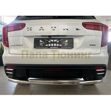 Защита заднего бампера  двойная  Папа Тюнинг d60/42 для Haval Jolion 2024-