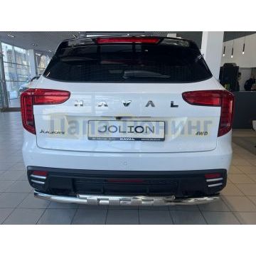 Защита заднего бампера двойная с перемычками Папа Тюнинг d60/42 для Haval Jolion 2024-