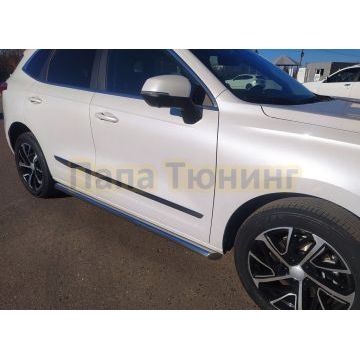 Защита штатного порога труба Папа Тюнинг d60 для Haval Jolion 2024-