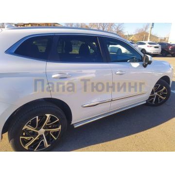 Защита штатного порога труба Папа Тюнинг d60 для Haval Jolion 2024-