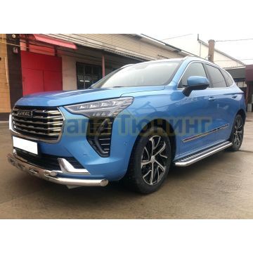 Пороги с накладным листом Папа Тюнинг d53 для Haval Jolion 2024-