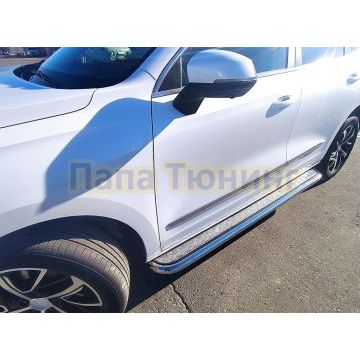 Пороги с накладным листом Папа Тюнинг d53 для Haval Jolion 2024-