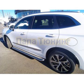 Пороги с накладным листом Папа Тюнинг d53 для Haval Jolion 2024-