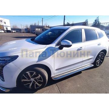 Пороги с накладным листом Папа Тюнинг d53 для Haval Jolion 2024-