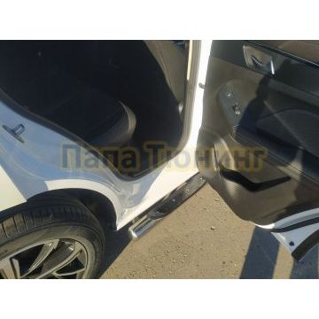 Пороги труба с проступью Папа Тюнинг d76 для Haval Jolion 2024-