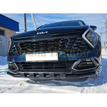 Защита переднего бампера двойная с перемычками с покрытием "раптор" Папа Тюнинг d60/42 для KIA Sportage 2022- комплектация GT-Line (кроме комплектации Style и X-Line)