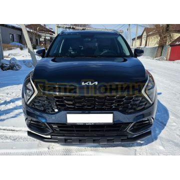 Защита переднего бампера двойная с перемычками с покрытием "раптор" Папа Тюнинг d60/42 для KIA Sportage 2022- комплектация GT-Line (кроме комплектации Style и X-Line)