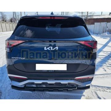 Защита заднего бампера двойная с перемычками Папа Тюнинг d60/42 для KIA Sportage 2022- комплектация GT-Line (кроме комплектации Style и X-Line)