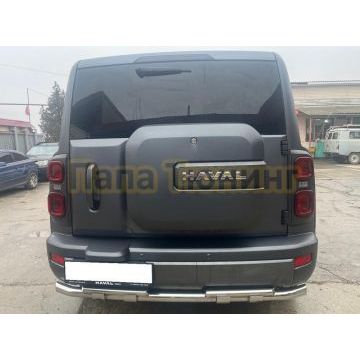 Защита заднего бампера двойная с перемычками Папа Тюнинг d60/42 для HAVAL H9 2024-