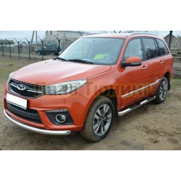 Пороги труба с проступью d76 для Chery Tiggo 3 2017-