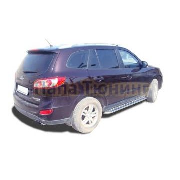Пороги с накладным листом d53 для Hyundai Santa Fe 2010-2012