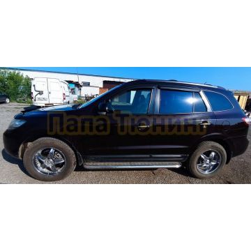 Пороги с накладным листом d53 для Hyundai Santa Fe 2010-2012