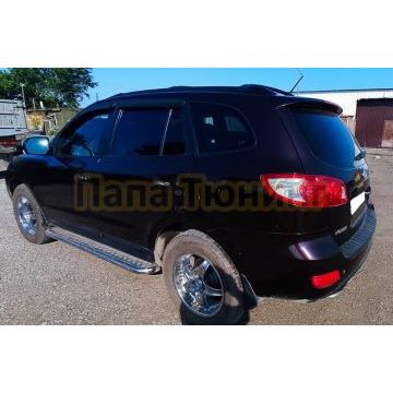 Пороги с накладным листом d53 для Hyundai Santa Fe 2010-2012