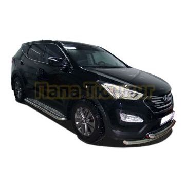 Защита переднего бампера двойная d60/42 для Hyundai Santa Fe 2012-2015 Защита переднего бампера двойная d60/42 для Hyundai Santa Fe 2012-2015