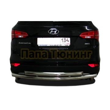 Защита заднего бампера двойная d60/42 для Hyundai Santa Fe 2016-2018 Защита заднего бампера двойная d60/42 для Hyundai Santa Fe 2016-2018