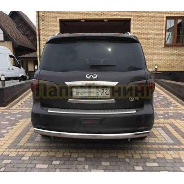 Защита заднего бампера d75/42овал для Infiniti QX80 2017-