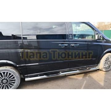 Пороги труба с проступью Папа Тюнинг d76 для MERCEDES-BENZ VITO 2005-2010, 2010-2014(рестайлинг)