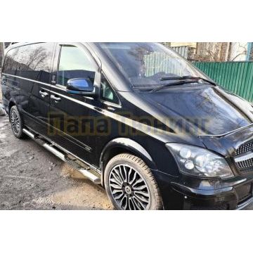 Пороги труба с проступью Папа Тюнинг d76 для MERCEDES-BENZ VITO 2005-2010, 2010-2014(рестайлинг)