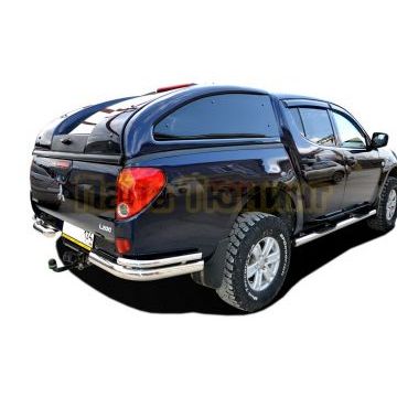 Защита заднего бампера угловая двойная d76/42 для Mitsubishi L200 2006-2014