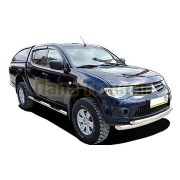 Защита переднего бампера двойная d76/60 для Mitsubishi L200 2006-2014