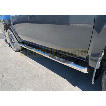 Пороги труба с проступью d76 для Mitsubishi L200 2019-