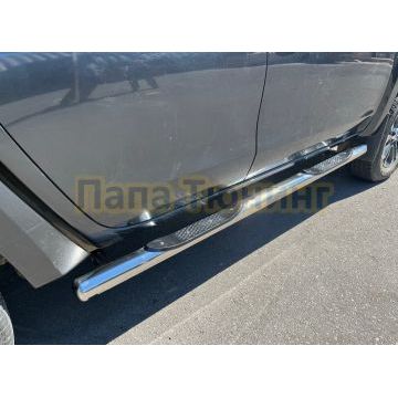 Пороги труба с проступью d76 для Mitsubishi L200 2019-